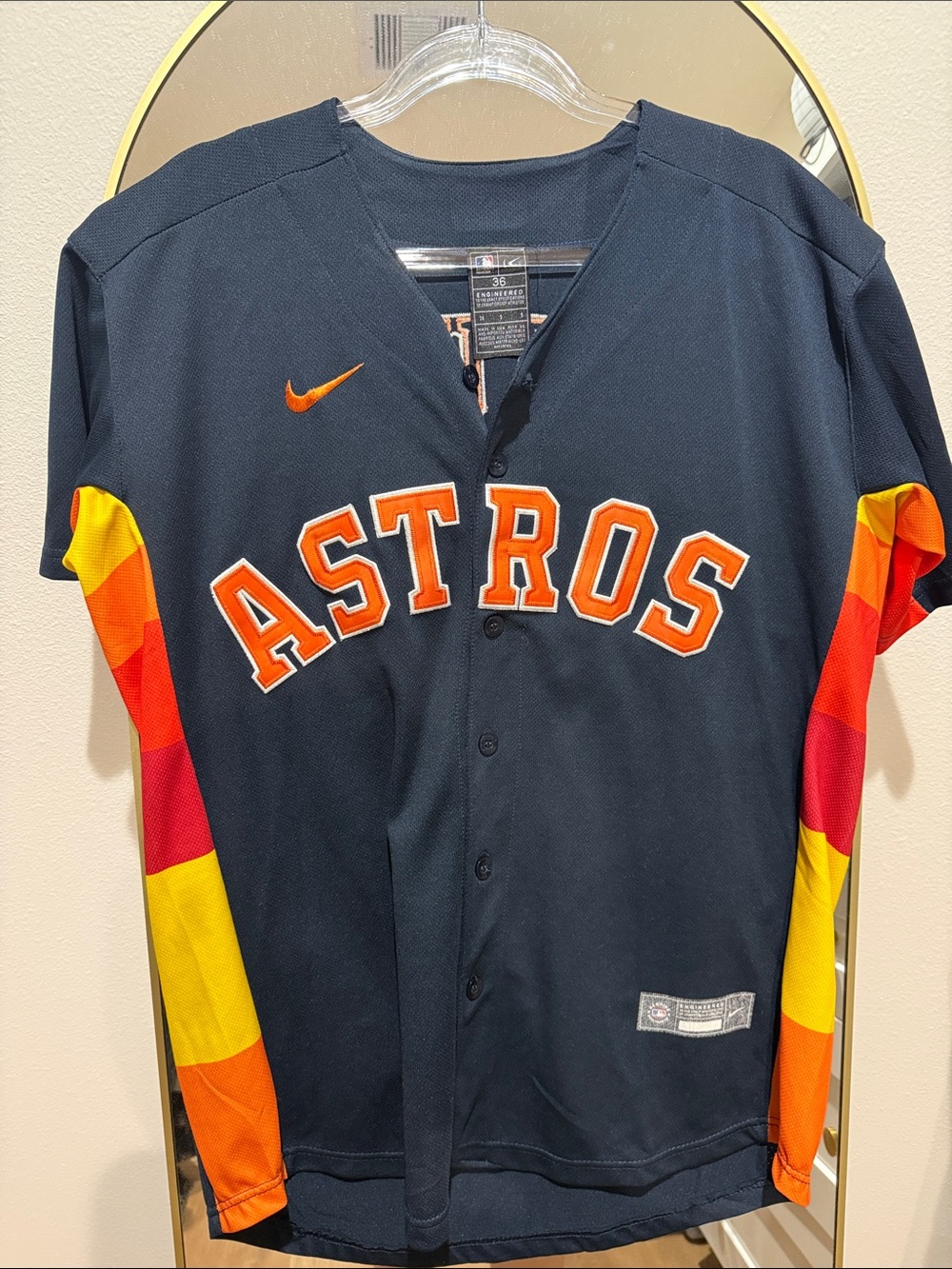 Nike Navy Astros Jersey with Orange, Red and Yellow Accents